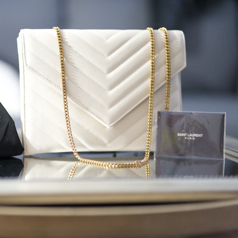 Saint Laurent Chain Wallet | White Shoulder Bag